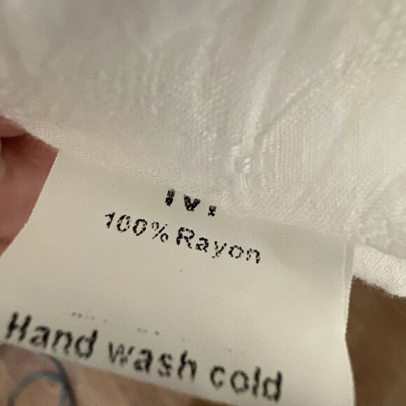 White Gauze Ruffle Front Button Up Blouse Juniors M Roll Tab Sleeve - Picture 7 of 9